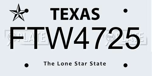 FTW4725 Texas License Plate