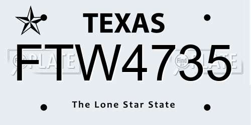 FTW4735 Texas License Plate