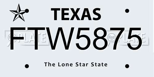 FTW5875 Texas License Plate