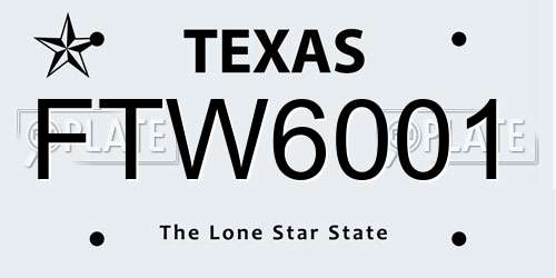 FTW6001 Texas License Plate