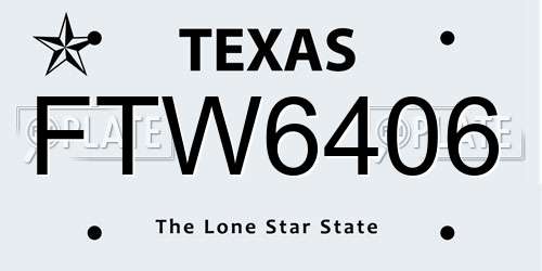 FTW6406 Texas License Plate
