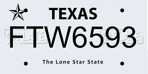 FTW6593 Texas License Plate