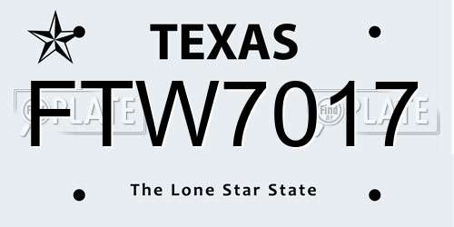 FTW7017 Texas License Plate