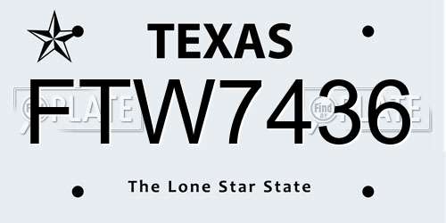 FTW7436 Texas License Plate