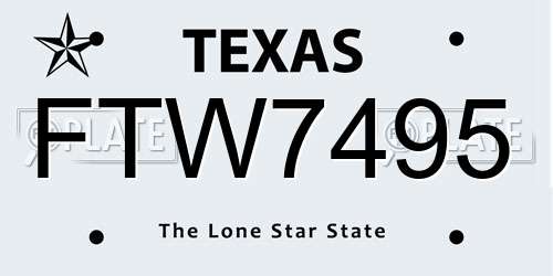 FTW7495 Texas License Plate