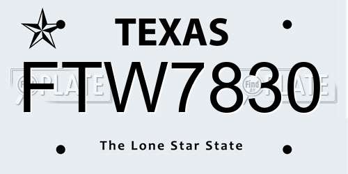 FTW7830 Texas License Plate