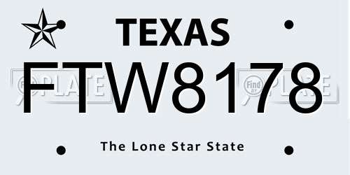 FTW8178 Texas License Plate