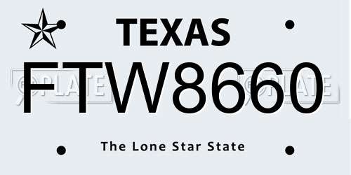 FTW8660 Texas License Plate