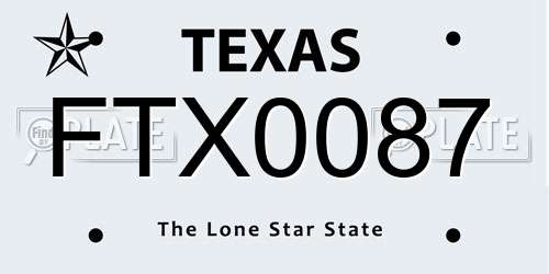 FTX0087 Texas License Plate