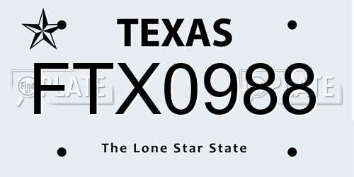 FTX0988 Texas License Plate