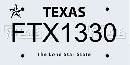 FTX1330 Texas License Plate