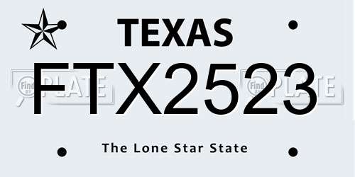 FTX2523 Texas License Plate