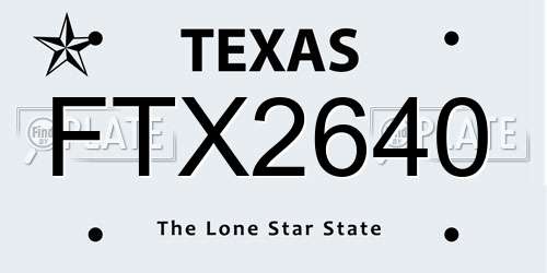 FTX2640 Texas License Plate