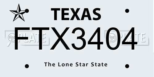 FTX3404 Texas License Plate