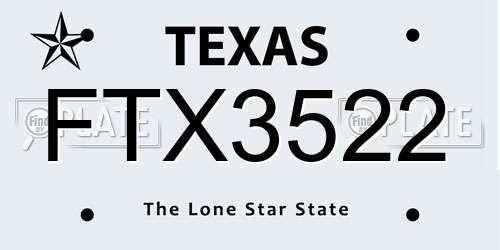 FTX3522 Texas License Plate