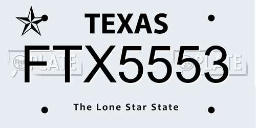 FTX5553 Texas License Plate