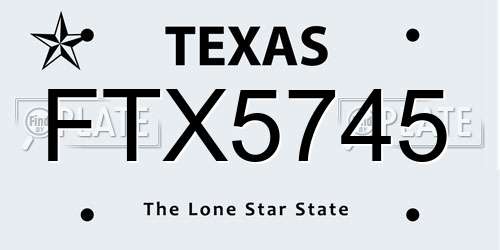 FTX5745 Texas License Plate
