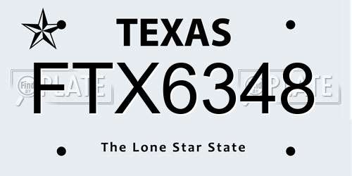 FTX6348 Texas License Plate