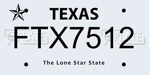 FTX7512 Texas License Plate