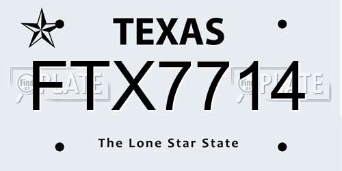 FTX7714 Texas License Plate