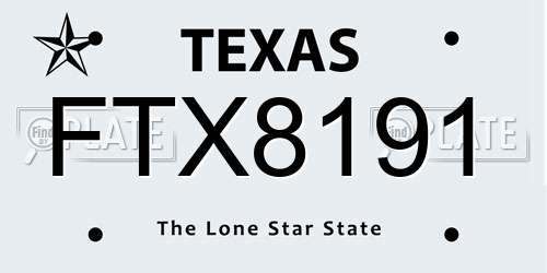FTX8191 Texas License Plate