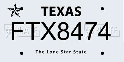 FTX8474 Texas License Plate