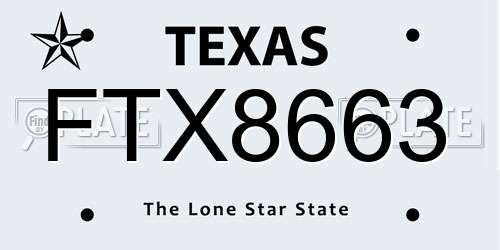 FTX8663 Texas License Plate