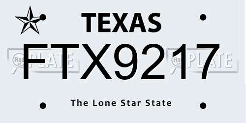 FTX9217 Texas License Plate
