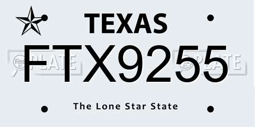 FTX9255 Texas License Plate