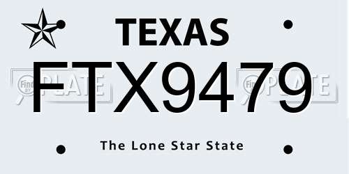 FTX9479 Texas License Plate