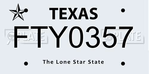 FTY0357 Texas License Plate
