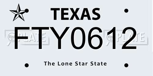 FTY0612 Texas License Plate