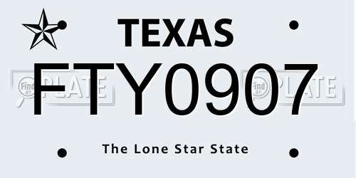 FTY0907 Texas License Plate