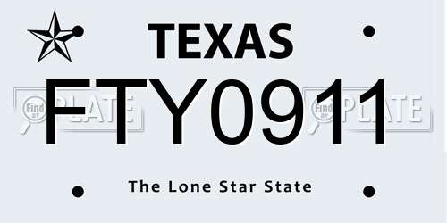 FTY0911 Texas License Plate