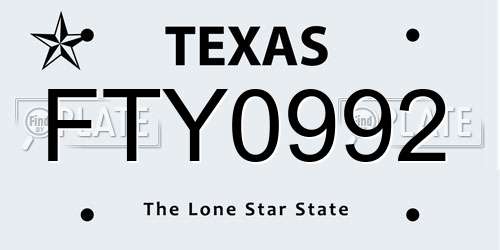 FTY0992 Texas License Plate