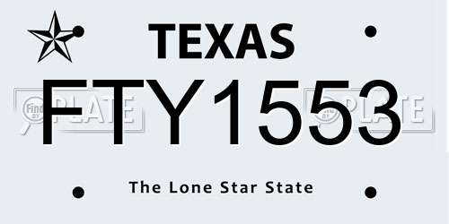 FTY1553 Texas License Plate
