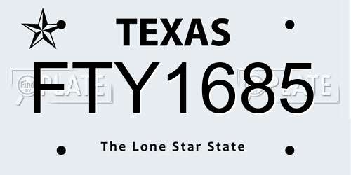 FTY1685 Texas License Plate