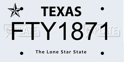 FTY1871 Texas License Plate