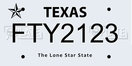 FTY2123 Texas License Plate