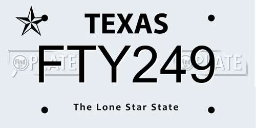 FTY249 Texas License Plate