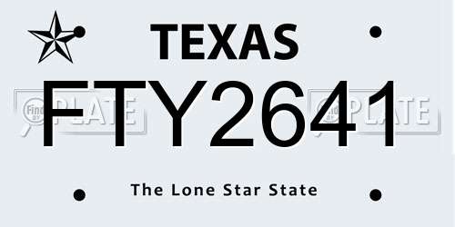FTY2641 Texas License Plate