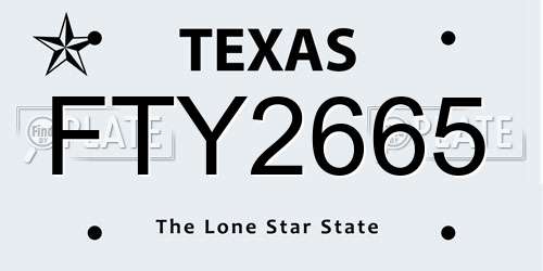 FTY2665 Texas License Plate