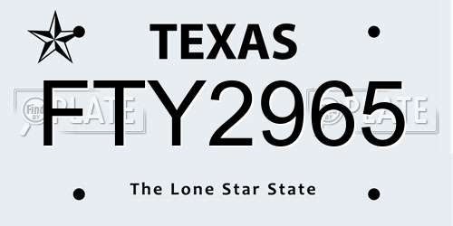 FTY2965 Texas License Plate