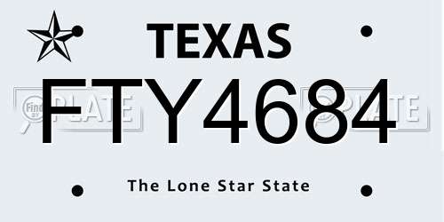FTY4684 Texas License Plate