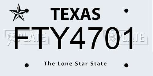 FTY4701 Texas License Plate