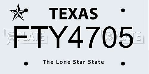 FTY4705 Texas License Plate