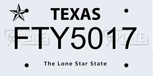 FTY5017 Texas License Plate