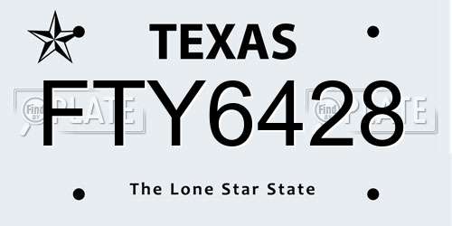 FTY6428 Texas License Plate