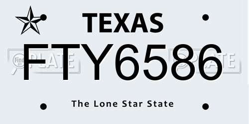 FTY6586 Texas License Plate