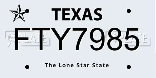 FTY7985 Texas License Plate